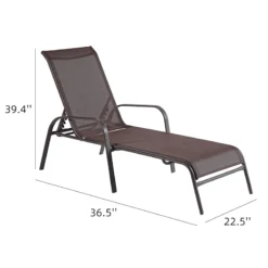 Stackable Brown Sling Outdoor Chaise Lounge Chair -Outdoor Corner Shop stackable brown sling outdoor chaise lounge chair 6