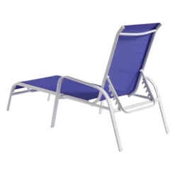 Stackable Cobalt Blue Sling Outdoor Chaise Lounge Chair With White Frame -Outdoor Corner Shop stackable cobalt blue sling outdoor chaise lounge chair with white frame 4