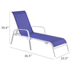 Stackable Cobalt Blue Sling Outdoor Chaise Lounge Chair With White Frame -Outdoor Corner Shop stackable cobalt blue sling outdoor chaise lounge chair with white frame 5