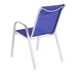 Stackable Cobalt Blue Sling Patio Chair With White Frame -Outdoor Corner Shop stackable cobalt blue sling patio chair with white frame 3