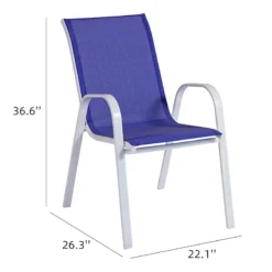 Stackable Cobalt Blue Sling Patio Chair With White Frame -Outdoor Corner Shop stackable cobalt blue sling patio chair with white frame 5