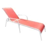Stackable Coral Sling Outdoor Chaise Lounge Chair With White Frame