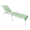 Stackable Green Sling Outdoor Chaise Lounge Chair With White Frame