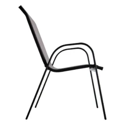 Stackable Grey Sling Patio Chair -Outdoor Corner Shop stackable grey sling patio chair 2