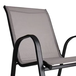 Stackable Grey Sling Patio Chair -Outdoor Corner Shop stackable grey sling patio chair 3