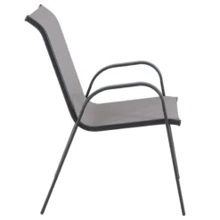 Stackable Grey Sling Patio Chair -Outdoor Corner Shop stackable grey sling patio chair 6
