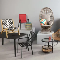 Stackable Red Sling Patio Chair -Outdoor Corner Shop stackable red sling patio chair 3