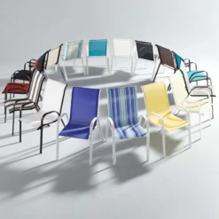 Stackable Taupe Sling Patio Chair -Outdoor Corner Shop stackable taupe sling patio chair 3