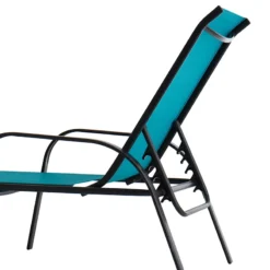 Stackable Teal Sling Outdoor Chaise Lounge Chair -Outdoor Corner Shop stackable teal sling outdoor chaise lounge chair 3