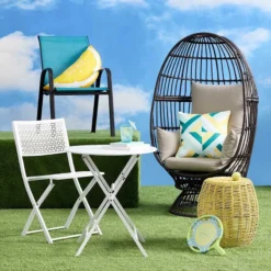 Stackable Teal Sling Patio Chair -Outdoor Corner Shop stackable teal sling patio chair 2