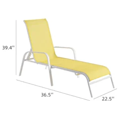 Stackable Yellow Sling Outdoor Chaise Lounge Chair With White Frame -Outdoor Corner Shop stackable yellow sling outdoor chaise lounge chair with white frame 5