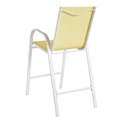 Stackable Yellow Sling Patio Barstool With White Frame -Outdoor Corner Shop stackable yellow sling patio barstool with white frame 4