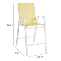 Stackable Yellow Sling Patio Barstool With White Frame -Outdoor Corner Shop stackable yellow sling patio barstool with white frame 5