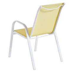 Stackable Yellow Sling Patio Chair With White Frame -Outdoor Corner Shop stackable yellow sling patio chair with white frame 3