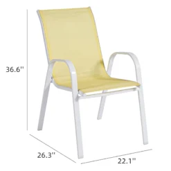 Stackable Yellow Sling Patio Chair With White Frame -Outdoor Corner Shop stackable yellow sling patio chair with white frame 5