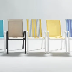 Stackable Yellow Sling Patio Chair With White Frame -Outdoor Corner Shop stackable yellow sling patio chair with white frame 6