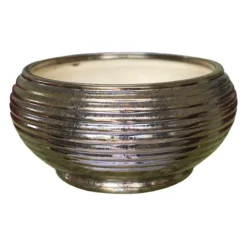 Striped Bronze Low Bowl Planter, Medium