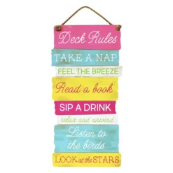 Summer Deck Rules Wooden Outdoor Wall Sign, 15x30