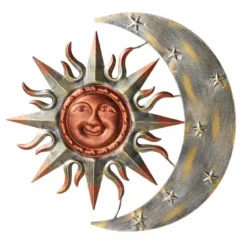 Sun Face & Moon Metal Outdoor Wall Decor, 24"