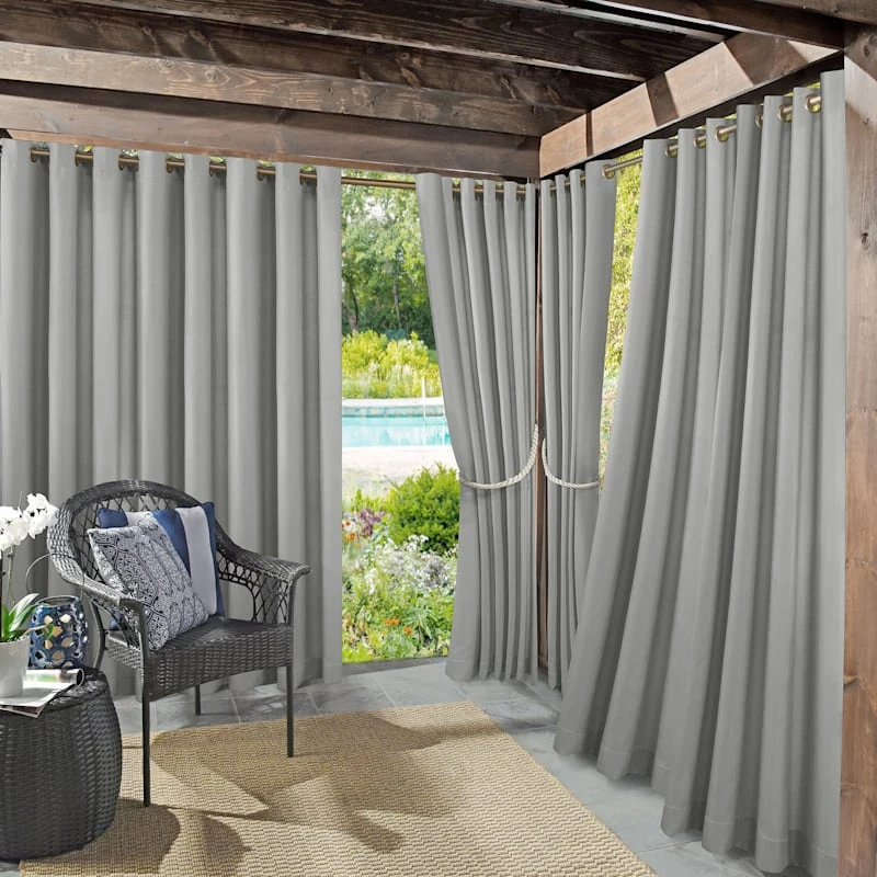 Sun Zero Darian Grey Outdoor Light Filtering Curtain Panel, 84" 1 Sun Zero Darian Grey Outdoor Light Filtering Curtain Panel, 84"