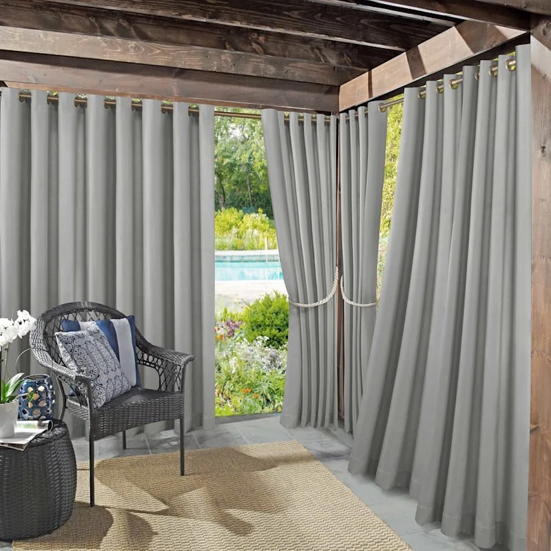 Sun Zero Darian Grey Outdoor Light Filtering Curtain Panel, 95" 1 Sun Zero Darian Grey Outdoor Light Filtering Curtain Panel, 95"