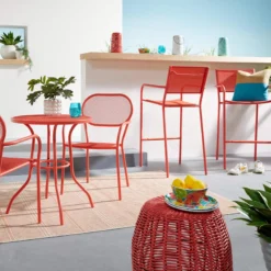 Sunny Club Coral Textilene Stackable Outdoor Barstool -Outdoor Corner Shop sunny club coral textilene stackable outdoor barstool 5