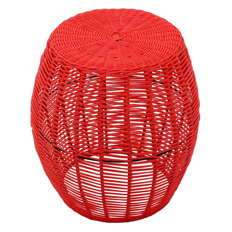 Sunny Club Coral Wicker Outdoor Ottoman, 16" 2 Sunny Club Coral Wicker Outdoor Ottoman, 16" - Image 2