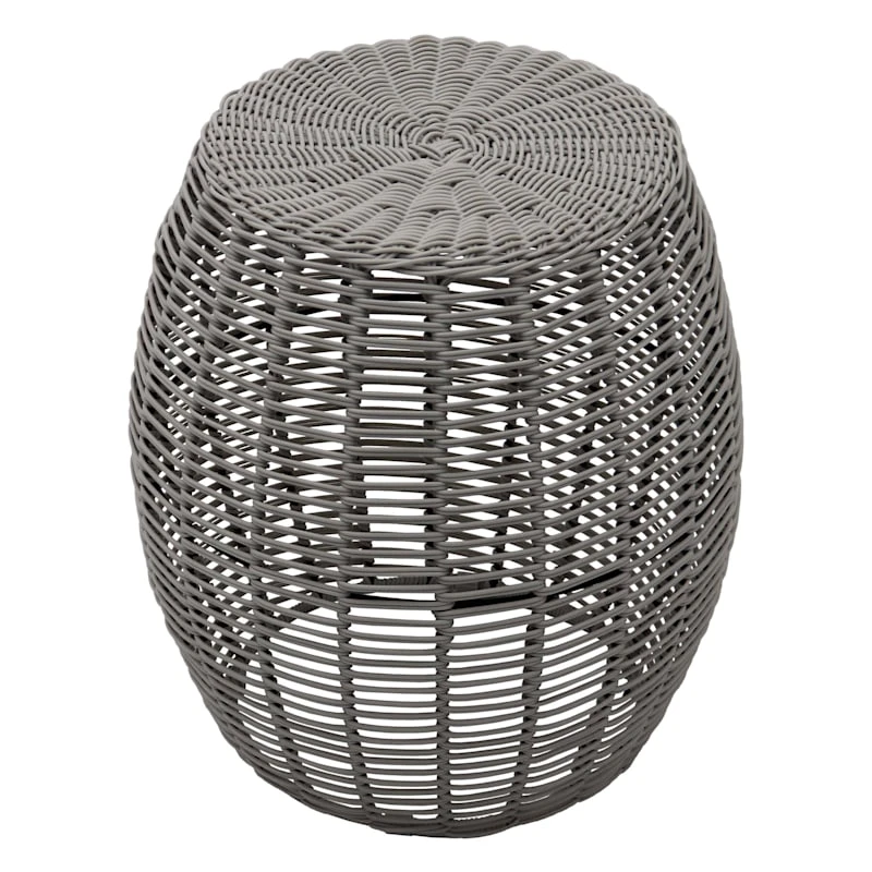 Sunny Club Grey Wicker Outdoor Ottoman, 16" 2 Sunny Club Grey Wicker Outdoor Ottoman, 16" - Image 2