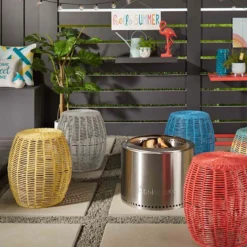 Sunny Club Grey Wicker Outdoor Ottoman, 16" 6 Sunny Club Grey Wicker Outdoor Ottoman, 16" -Outdoor Corner Shop sunny club grey wicker outdoor ottoman 16 2