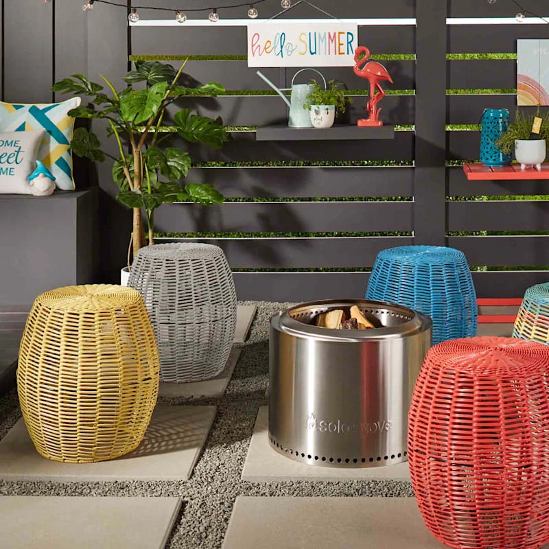 Sunny Club Grey Wicker Outdoor Ottoman, 16" 3 Sunny Club Grey Wicker Outdoor Ottoman, 16" - Image 3