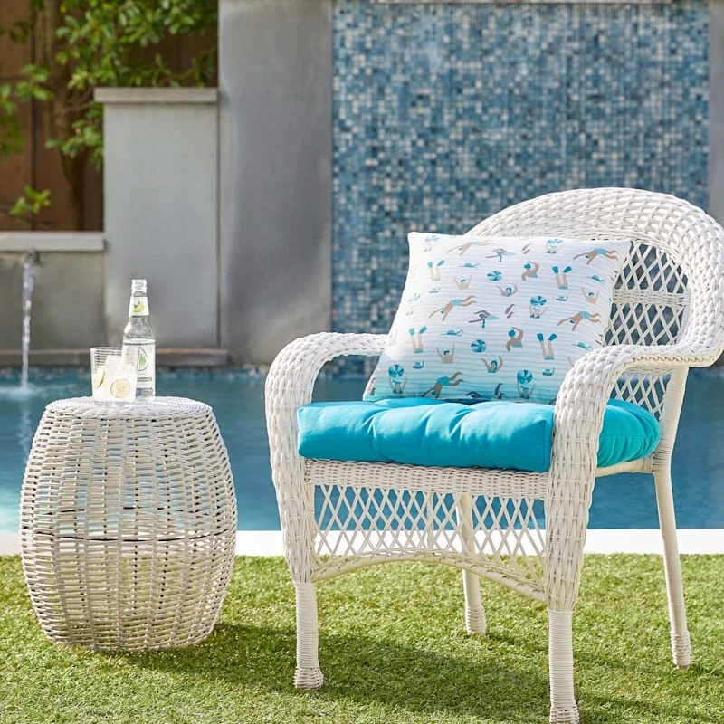 Sunny Club Grey Wicker Outdoor Ottoman, 16" 4 Sunny Club Grey Wicker Outdoor Ottoman, 16" - Image 4