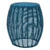 Sunny Club Outdoor Blue Wicker Ottoman, 16"