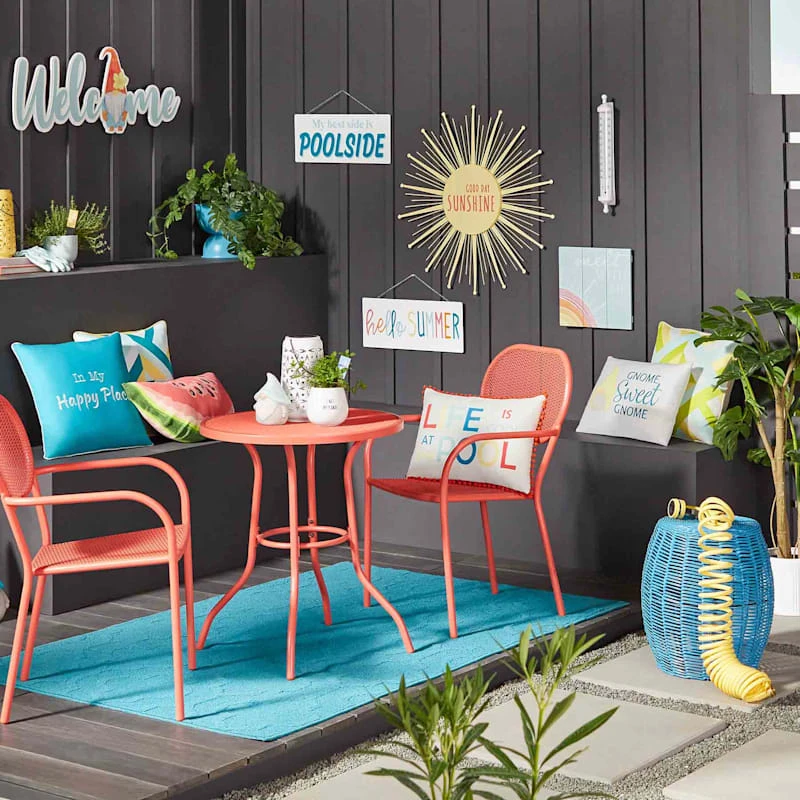 Sunny Club Outdoor Blue Wicker Ottoman, 16" 3 Sunny Club Outdoor Blue Wicker Ottoman, 16" - Image 3