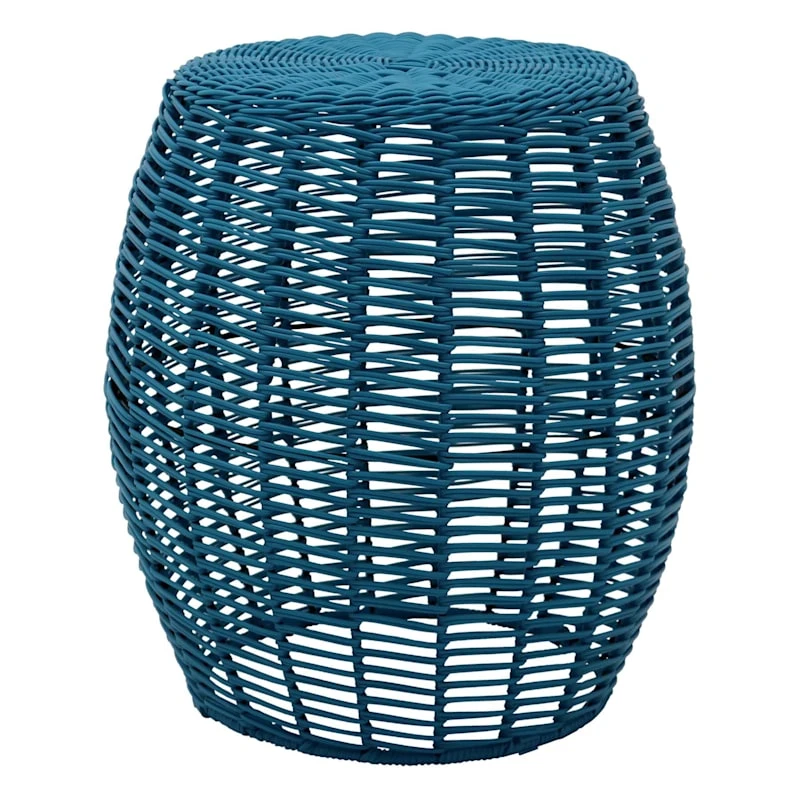 Sunny Club Outdoor Blue Wicker Ottoman, 16" 1 Sunny Club Outdoor Blue Wicker Ottoman, 16"