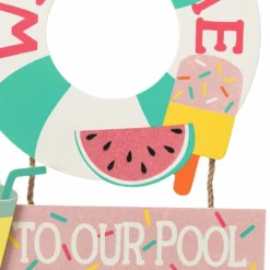 Sunny Club Welcome To Our Pool Wooden Outdoor Wall Sign, 18" -Outdoor Corner Shop sunny club welcome to our pool wooden outdoor wall sign 18 2