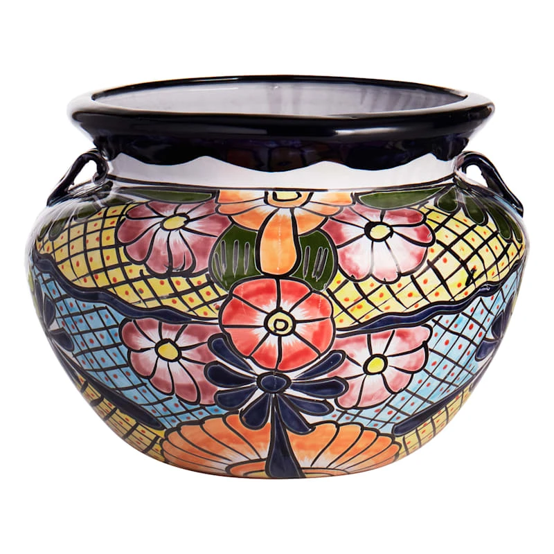 Talavera Multicolored Ceramic Planter, Large 1 Talavera Multicolored Ceramic Planter, Large