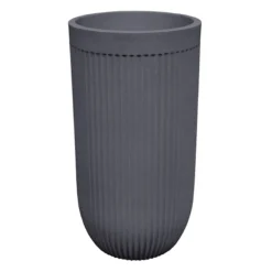 Tall Fluted Charcoal Grey Planter, 24"