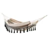 Tan & Black Striped Outdoor Hammock With Tassels