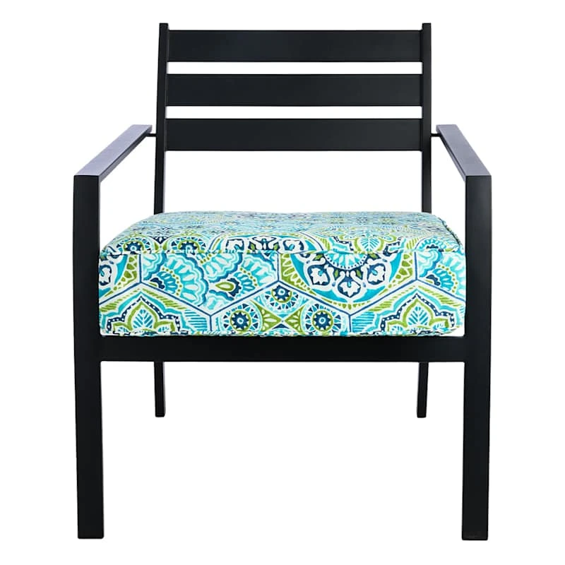 Teal Calista Gusseted Outdoor Deep Seat Cushion 2 Teal Calista Gusseted Outdoor Deep Seat Cushion - Image 2