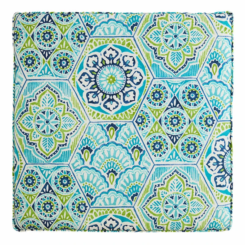 Teal Calista Gusseted Outdoor Deep Seat Cushion 1 Teal Calista Gusseted Outdoor Deep Seat Cushion
