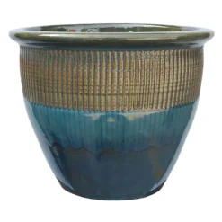 Teal Zip Ceramic Planter, Large
