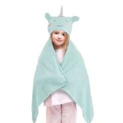 Tiny Dreamers Blue Unicorn Hooded Towel