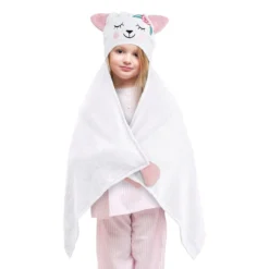 Tiny Dreamers White Cat Hooded Towel