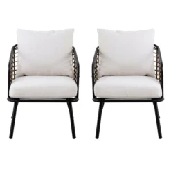 Tracey Boyd 2-Piece Steel & Wicker Outdoor Chair Set -Outdoor Corner Shop tracey boyd 2 piece steel wicker outdoor chair set 2