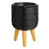 Tracey Boyd Black Polyrattan Plant Stand, 12.6"