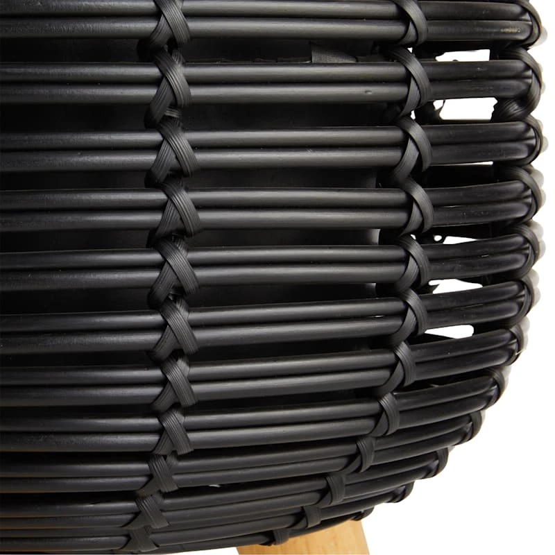Tracey Boyd Black Polyrattan Plant Stand, 16.9" 2 Tracey Boyd Black Polyrattan Plant Stand, 16.9" - Image 2