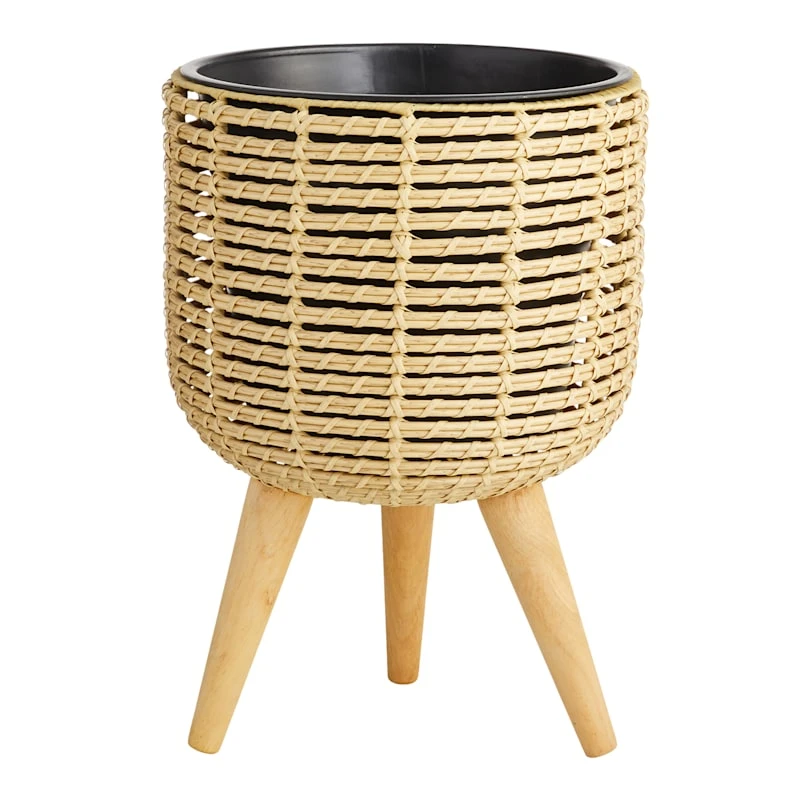Tracey Boyd Brown Polyrattan Plant Stand, 16.9" 1 Tracey Boyd Brown Polyrattan Plant Stand, 16.9"
