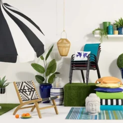 Tracey Boyd Maya Black & White Armless Outdoor Chair -Outdoor Corner Shop tracey boyd maya black white armless outdoor chair 3