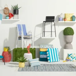 Turquoise Canvas Gusseted Outdoor Deep Seat Cushion -Outdoor Corner Shop turquoise canvas gusseted outdoor deep seat cushion 2