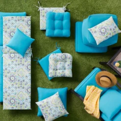 Turquoise Canvas Outdoor Basic Chaise Lounge Cushion -Outdoor Corner Shop turquoise canvas outdoor basic chaise lounge cushion 2